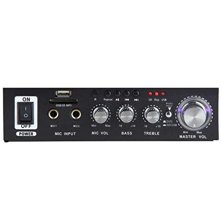 Notel Not-306 2x20w 4-8 Ohm Usb/sd Girişli Bluetoothlu 2 Mikrofon Girişli Trafosuz Stereo Mini Anfi