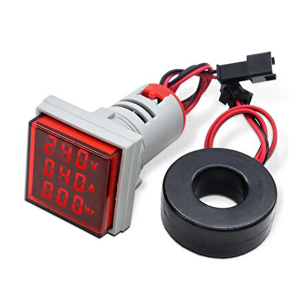 Voltampermetre 50-500v 0-100a Ac Kare Kırmızı Ad22-22vas