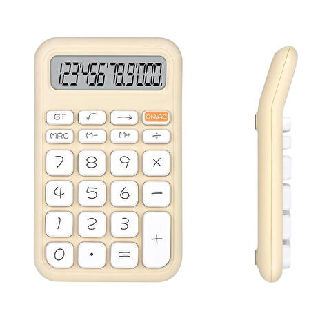 Powermaster Pm-25408 Krem Renk Beyaz Tuş 12 Haneli Hesap Makinesi Beyaz - Siyah