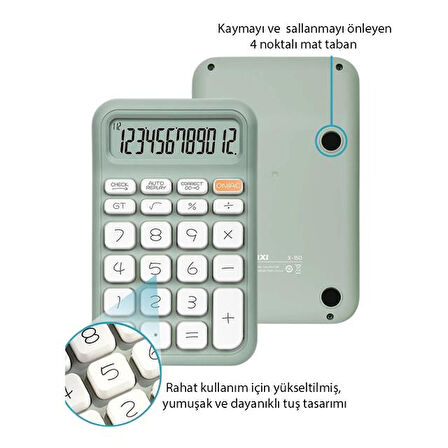 Powermaster Pm-25410 Yeşil 12 Haneli Hesap Makinesi Beyaz - Siyah