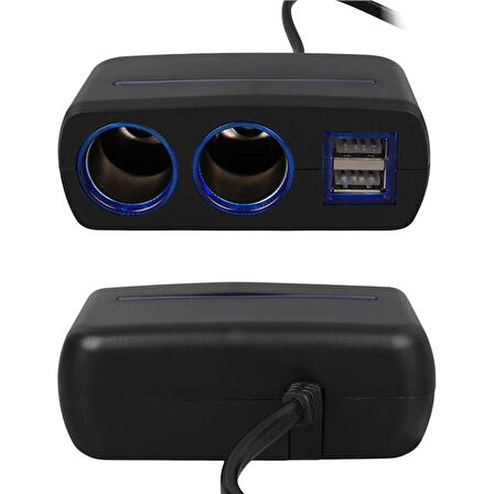 Olesson 1638 12-24v Çift Usb Girişli 120w 80 Cm Kablolu 2'lı Araç Çakmak Çoklayıcı