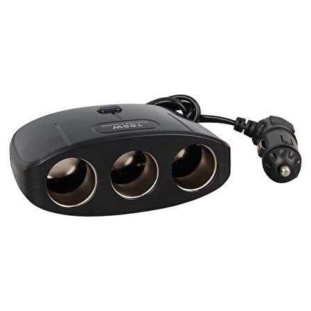 Olesson 1635 12-24v Çift Usb Girişli 100w 70 Cm Kablolu 3'lü Araç Çakmak Çoklayıcı 100x66x40mm