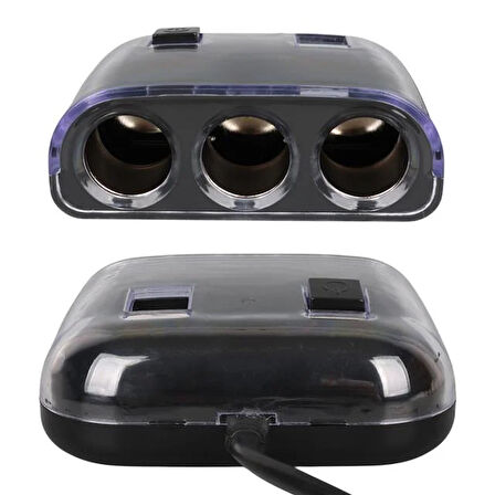 Olesson 1505 12-24v Çift Usb Girişli 120w 80cm Kablolu 3'lü Araç Çakmak Çoklayıcı