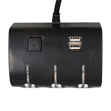 Olesson 1506 12-24v Çift Usb Girişli 120w 80 Cm Kablolu 3'lü Araç Çakmak Çoklayıcı