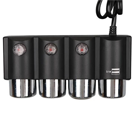 Olesson 1508 12-24v Çift Usb Girişli 120w 80cm Kablolu 3'lü Araç Çakmak Çoklayıcı