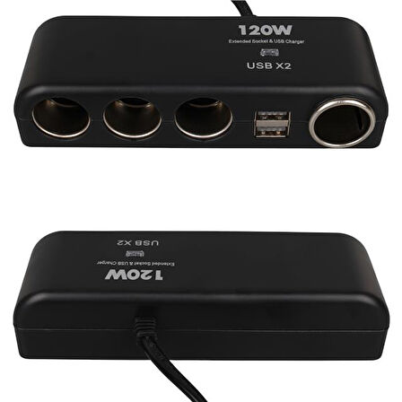 Olesson 1525 12-24v Çift Usb'lı 120w 80cm Kablolu 4'lü Araç Çakmak Çoklayıcı