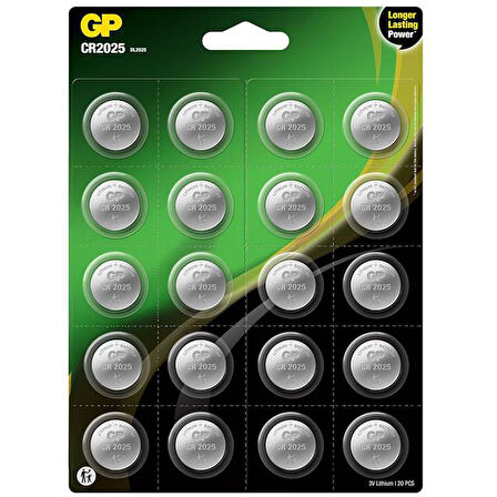 Gp Cr2025 3v Lityum Düğme Pil 20'li Kart 20 Adet Pil