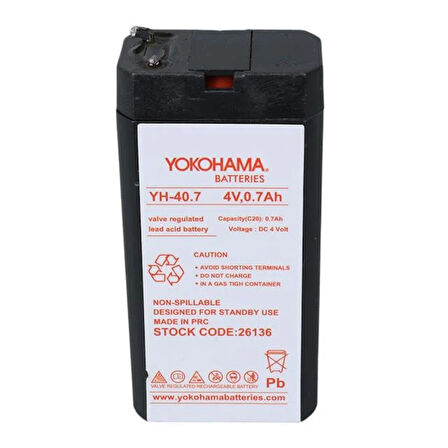 Yokohama Yh-40.7 4 Volt - 0.7 Amper Akü 34x22x64 Mm Diğer