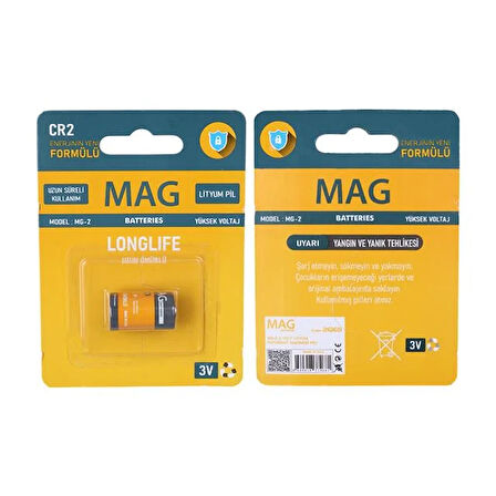 Mag Batteries Mg-2 Cr2 3 Volt Lityum Fotoğraf Makinesi Pili Tekli Blister