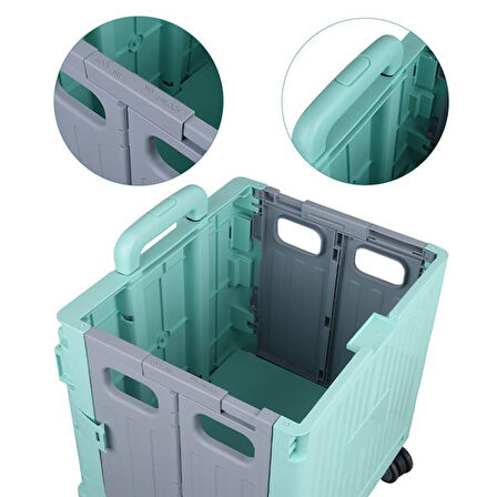 Sunup Sn-26966 Katlanabilir Market Pazar Kamp Tekerlekli Alışveriş Arabası 60kg Kapasiteli