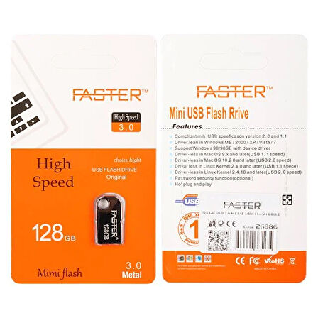 Faster 128 Gb Mimi Serisi Usb 3.0 Yüksek Hızlı Metal Flash Bellek