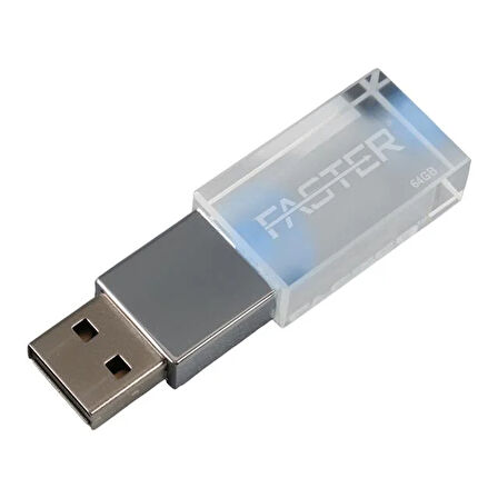 Faster 64 Gb Mimi Serisi Usb 3.0 Yüksek Hızlı Mavi Işıklı Metal Flash Bellek