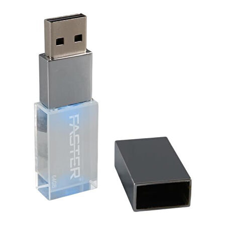 Faster 64 Gb Mimi Serisi Usb 3.0 Yüksek Hızlı Mavi Işıklı Metal Flash Bellek