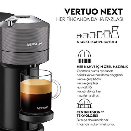 Nespresso XN910B Vertuo Next Kapsül Kahve Makinesi Açık Gri