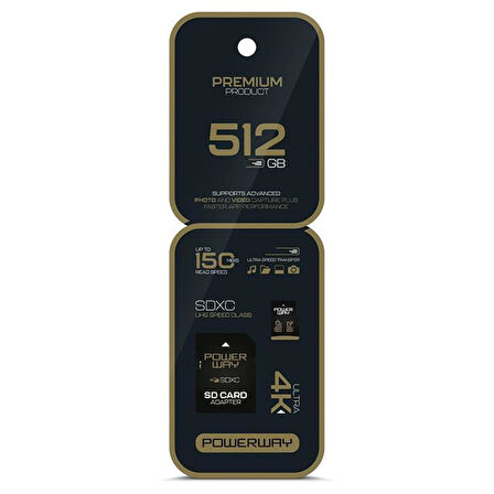 Powerway Premium 512 Gb 150mb/s Ultra Hızlı 4k Destekli Sdxc Hafıza Kartı