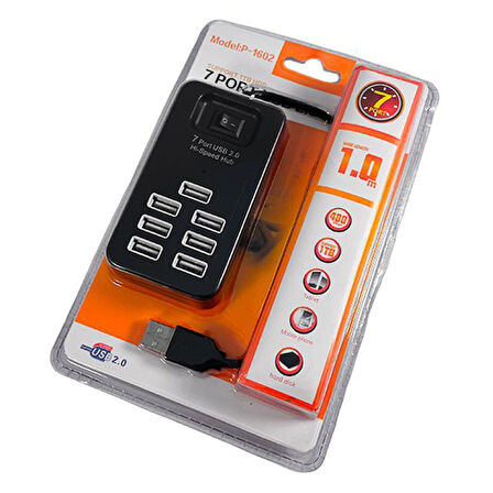Fully S-802j 7 Port Usb 2.0 Anahtarlı Ve 1 Metre Kablolu Hub Çoklayıcı
