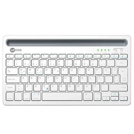 Lecoo BK100 Kablosuz Bluetooth Şarj Edilebilir Çoklu Cihaz Uyumlu Türkçe Q Klavye Beyaz