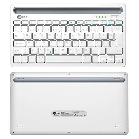 Lecoo BK100 Kablosuz Bluetooth Şarj Edilebilir Çoklu Cihaz Uyumlu Türkçe Q Klavye Beyaz