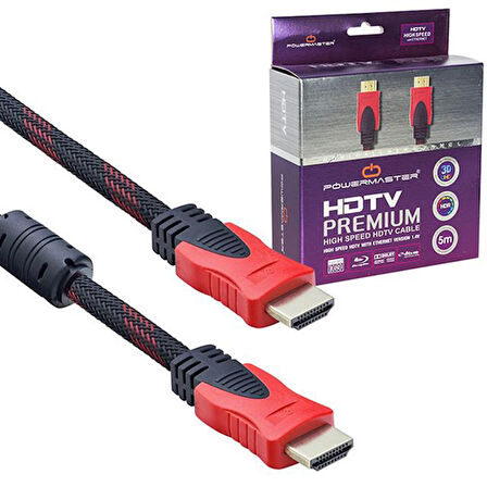 HDMI Kablo 5 M 1.4 V Örgülü Kutulu Powermaster