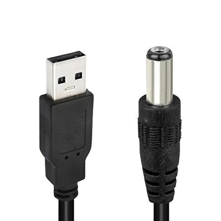 Usb Kalın 5.5 2.5 Uç Adaptör Jackli 80 CM  Kablo Powermaster