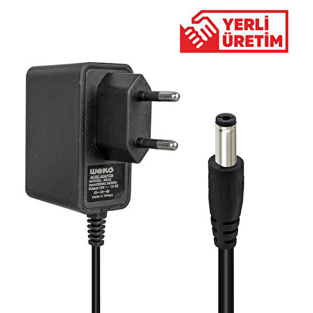 Weko 12 Volt 1 Amper 10 Watt Plastik Kasa Priz Tipi Adaptör 5.5x2.5 Uçlu