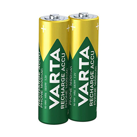 Varta 58399 Phone 1600 mAh AA Ni-MH Şarj Edilebilir Kalem Pil 2'li