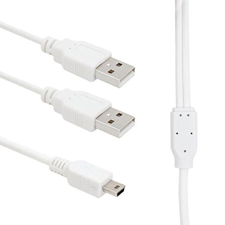 USB 2 X Erkek-Mini USB 5 Pin (2.0V) 1.5 Metre Kablo