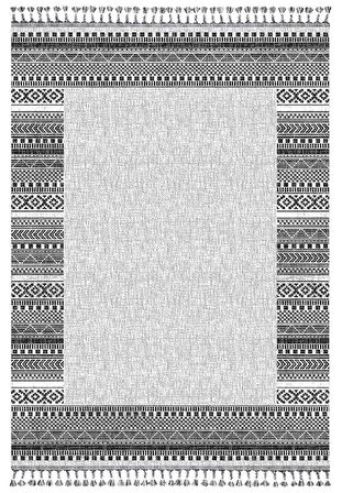 İpek Mekik Halı Meryland Siyah Gri İskandinav Kilim