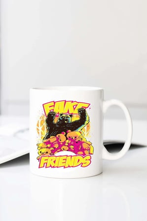Fake Friends Baskılı 330 ml Porselen Kupa Bardak (123469-2)
