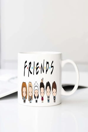 Friends B C Kler Baskılı 330 ml Porselen Kupa Bardak (123470-4)