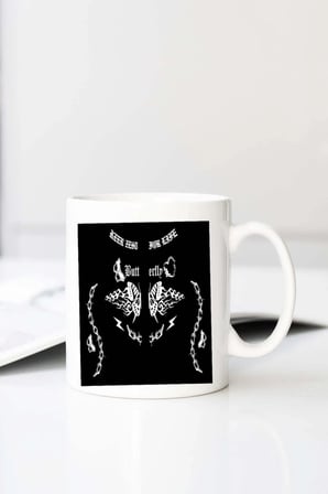 Butterfly Slogan Graphic Baskılı 330 ml Porselen Kupa Bardak (123475-3)