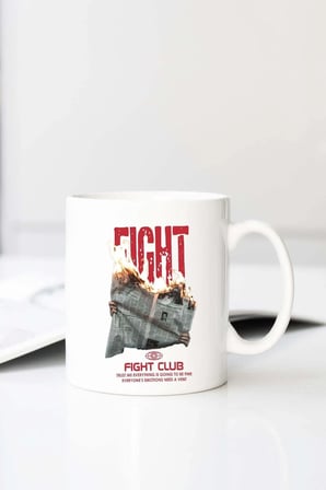 Fight Club 3 Iplik Baskılı 330 ml Porselen Kupa Bardak (123481-2)