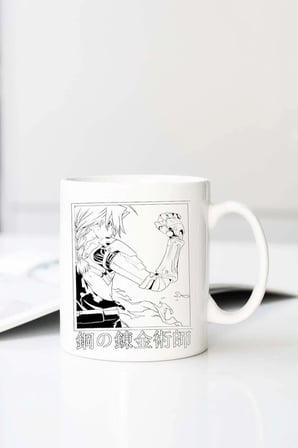 Full Metal Alchemist Edward Elric Metanik Kol Anime Karakter Baskılı 330 ml Porselen Kupa Bardak (12