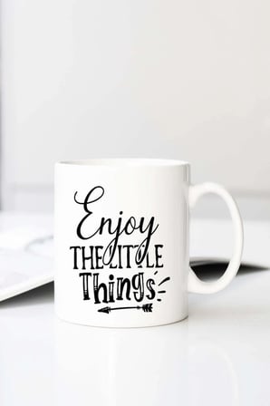 Enjoy The Little Things 01 Baskılı 330 ml Porselen Kupa Bardak (123609-1)