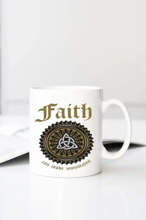Faith Can Move Mountains Baskılı 330 ml Porselen Kupa Bardak (123650-1)
