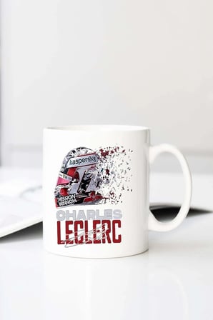Fanbox Shop Charles Leclerc Kask Parlayan Viz Baskılı 330 ml Porselen Kupa Bardak (123652-1)