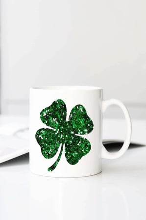 Four Leaf Clover Yaprak Baskılı 330 ml Porselen Kupa Bardak (123710-1)