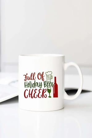 Full Of Holiday Beer Cheer 01 Baskılı 330 ml Porselen Kupa Bardak (123733-1)
