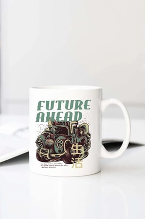 Future Ahead Baskılı 330 ml Porselen Kupa Bardak (123740-1)