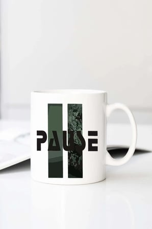 Rme Pause Baskl Baskılı 330 ml Porselen Kupa Bardak (123814-1)