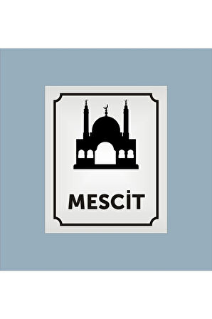 Mescit Yazılı Kapı Levhası 10*12 Cm Alüminyum Parlak Gümüş Levha