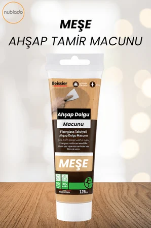 4'lü Meşe Ahşap ve Duvar Tamir Seti 125 Ml Dolgu Macunu 2 Adet Plastik Spatula 1 Kübik Zımpara