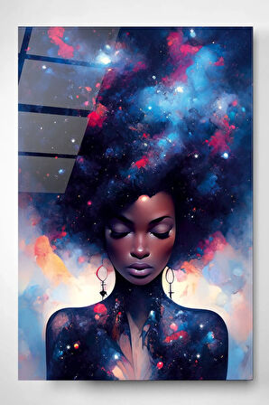 Afrikalı Kadın Cam Tablo, Dekoratif Cam Tablo