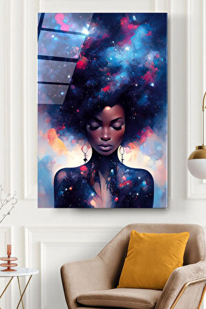 Afrikalı Kadın Cam Tablo, Dekoratif Cam Tablo