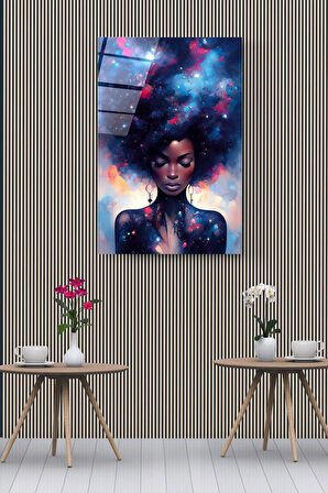 Afrikalı Kadın Cam Tablo, Dekoratif Cam Tablo