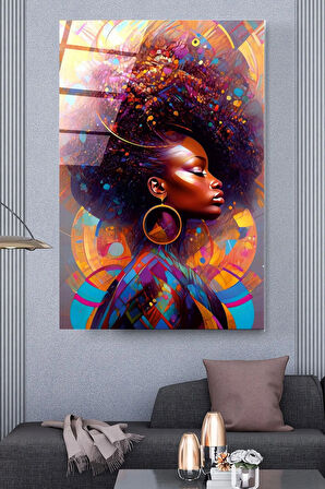 Afrikalı Kadın Cam Tablo, Dekoratif Cam Tablo