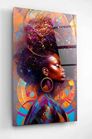 Afrikalı Kadın Cam Tablo, Dekoratif Cam Tablo