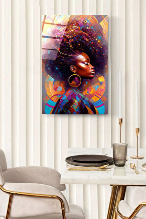 Afrikalı Kadın Cam Tablo, Dekoratif Cam Tablo