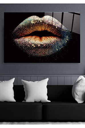 Silvery Lip Cam Tablo, Dekoratif Cam Tablo