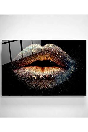 Silvery Lip Cam Tablo, Dekoratif Cam Tablo